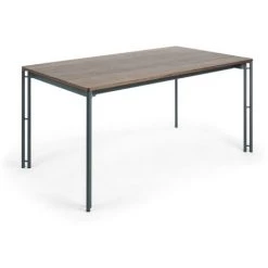 Kave Home - Table De Salle à Manger Extensible Kesia Rectangulaire 160 (220) X 90 Cm En Bois De Noyer Et Pieds En Acier Noir - Marron