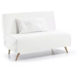 Kave Home - Canapé-lit Tupana 2 Places Blanc En Polyuréthane Et Pieds En Bois Massif De Hêtre - Blanc