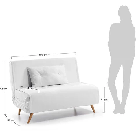 Kave Home - Canapé-lit Tupana 2 Places Blanc En Polyuréthane Et Pieds En Bois Massif De Hêtre - Blanc 6 Kave Home - Canapé-lit Tupana 2 Places Blanc En Polyuréthane Et Pieds En Bois Massif De Hêtre - Blanc – Image 4