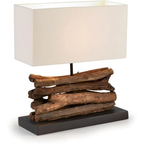 Kave Home - Lampe De Table Sahai En Bois Recyclé Et Coton - Naturel 3 Kave Home - Lampe De Table Sahai En Bois Recyclé Et Coton - Naturel