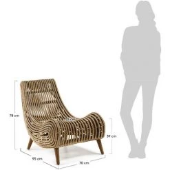 Kave Home - Fauteuil Tika En Rotin Et Pieds En Bois Massif D'acajou - Naturel -KAVE HOME Soldes 2022 12368912 5