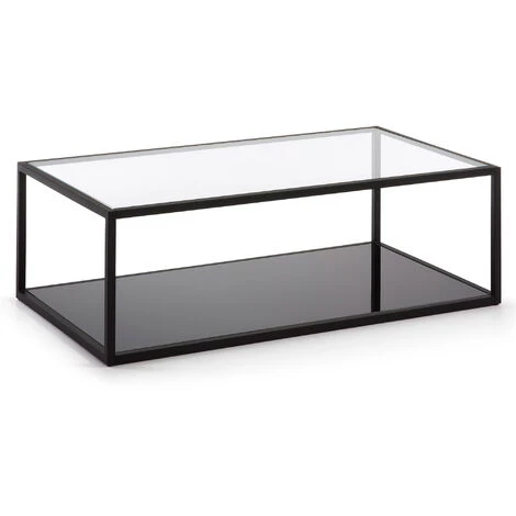 Kave Home - Table Basse Blackhill Noir Rectangulaire 110 X 60 Cm En Verre Trempé Et Structure En Acier - Noir 3 Kave Home - Table Basse Blackhill Noir Rectangulaire 110 X 60 Cm En Verre Trempé Et Structure En Acier - Noir