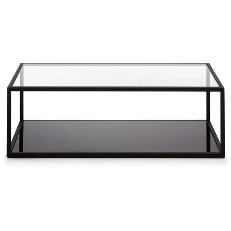 Kave Home - Table Basse Blackhill Noir Rectangulaire 110 X 60 Cm En Verre Trempé Et Structure En Acier - Noir 4 Kave Home - Table Basse Blackhill Noir Rectangulaire 110 X 60 Cm En Verre Trempé Et Structure En Acier - Noir – Image 2
