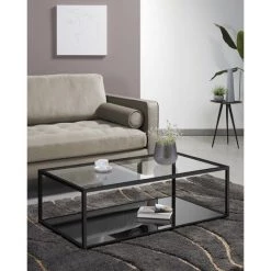 Kave Home - Table Basse Blackhill Noir Rectangulaire 110 X 60 Cm En Verre Trempé Et Structure En Acier - Noir 8 Kave Home - Table Basse Blackhill Noir Rectangulaire 110 X 60 Cm En Verre Trempé Et Structure En Acier - Noir -KAVE HOME Soldes 2022 12368923 3