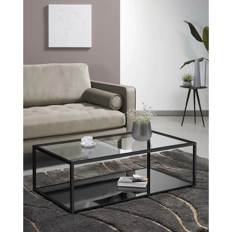 Kave Home - Table Basse Blackhill Noir Rectangulaire 110 X 60 Cm En Verre Trempé Et Structure En Acier - Noir 5 Kave Home - Table Basse Blackhill Noir Rectangulaire 110 X 60 Cm En Verre Trempé Et Structure En Acier - Noir – Image 3