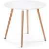 Kave Home - Table De Salle à Manger Wad Ronde Ø100 Cm Blanc Avec Pieds En Bois De Hêtre - Blanc -KAVE HOME Soldes 2022 12368932 1