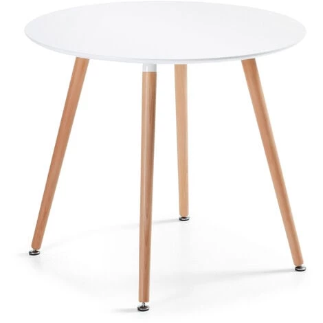 Kave Home - Table De Salle à Manger Wad Ronde Ø100 Cm Blanc Avec Pieds En Bois De Hêtre - Blanc 3 Kave Home - Table De Salle à Manger Wad Ronde Ø100 Cm Blanc Avec Pieds En Bois De Hêtre - Blanc