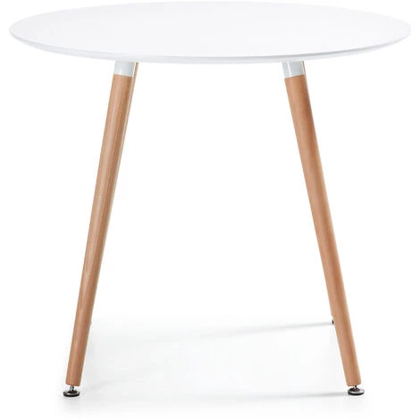 Kave Home - Table De Salle à Manger Wad Ronde Ø100 Cm Blanc Avec Pieds En Bois De Hêtre - Blanc 4 Kave Home - Table De Salle à Manger Wad Ronde Ø100 Cm Blanc Avec Pieds En Bois De Hêtre - Blanc – Image 2