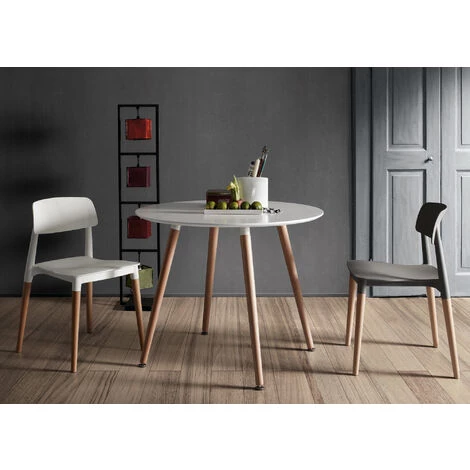 Kave Home - Table De Salle à Manger Wad Ronde Ø100 Cm Blanc Avec Pieds En Bois De Hêtre - Blanc 5 Kave Home - Table De Salle à Manger Wad Ronde Ø100 Cm Blanc Avec Pieds En Bois De Hêtre - Blanc – Image 3