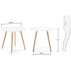 Kave Home - Table De Salle à Manger Wad Ronde Ø100 Cm Blanc Avec Pieds En Bois De Hêtre - Blanc 9 Kave Home - Table De Salle à Manger Wad Ronde Ø100 Cm Blanc Avec Pieds En Bois De Hêtre - Blanc -KAVE HOME Soldes 2022 12368932 4