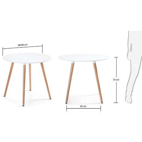 Kave Home - Table De Salle à Manger Wad Ronde Ø100 Cm Blanc Avec Pieds En Bois De Hêtre - Blanc 6 Kave Home - Table De Salle à Manger Wad Ronde Ø100 Cm Blanc Avec Pieds En Bois De Hêtre - Blanc – Image 4