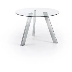 Kave Home - Table De Salle à Manger Carib Ronde Ø 110 Avec Plateau En Verre Et Pieds En Acier Chromé - Transparent