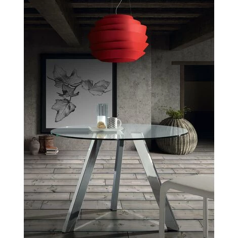 Kave Home - Table De Salle à Manger Carib Ronde Ø 110 Avec Plateau En Verre Et Pieds En Acier Chromé - Transparent 4 Kave Home - Table De Salle à Manger Carib Ronde Ø 110 Avec Plateau En Verre Et Pieds En Acier Chromé - Transparent – Image 2