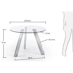 Kave Home - Table De Salle à Manger Carib Ronde Ø 110 Avec Plateau En Verre Et Pieds En Acier Chromé - Transparent 7 Kave Home - Table De Salle à Manger Carib Ronde Ø 110 Avec Plateau En Verre Et Pieds En Acier Chromé - Transparent -KAVE HOME Soldes 2022 12368935 3
