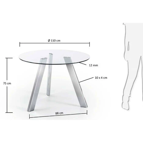 Kave Home - Table De Salle à Manger Carib Ronde Ø 110 Avec Plateau En Verre Et Pieds En Acier Chromé - Transparent 5 Kave Home - Table De Salle à Manger Carib Ronde Ø 110 Avec Plateau En Verre Et Pieds En Acier Chromé - Transparent – Image 3