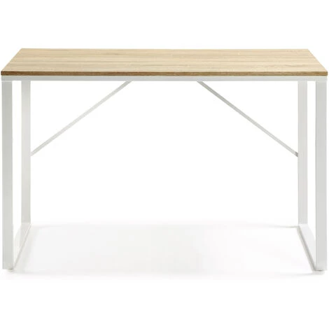 Kave Home - Bureau Talbot Rectangulaire 120 X 60 Cm En Bois Avec Pieds En Acier Blanc - Naturel 4 Kave Home - Bureau Talbot Rectangulaire 120 X 60 Cm En Bois Avec Pieds En Acier Blanc - Naturel – Image 2