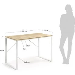 Kave Home - Bureau Talbot Rectangulaire 120 X 60 Cm En Bois Avec Pieds En Acier Blanc - Naturel 9 Kave Home - Bureau Talbot Rectangulaire 120 X 60 Cm En Bois Avec Pieds En Acier Blanc - Naturel -KAVE HOME Soldes 2022 12368956 4