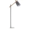 Kave Home - Lampadaire Kosta Gris En Acier, Bois De Hêtre Et 100% Coton - Gris