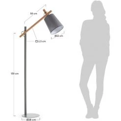 Kave Home - Lampadaire Kosta Gris En Acier, Bois De Hêtre Et 100% Coton - Gris -KAVE HOME Soldes 2022 12368962 3