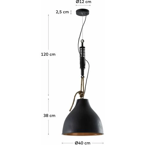 Kave Home - Suspension Sadie Noir 1 Ampoule En Acier - Noir 5 Kave Home - Suspension Sadie Noir 1 Ampoule En Acier - Noir – Image 3