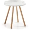 Kave Home - Table D'appoint Kurb Blanche Ronde Ø 46 Cm Avec Pieds En Bois Massif En Caoutchouc - Blanc 2 Kave Home - Table D'appoint Kurb Blanche Ronde Ø 46 Cm Avec Pieds En Bois Massif En Caoutchouc - Blanc -KAVE HOME Soldes 2022 12368983 1