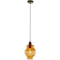 Kave Home - Suspension Covell 1 Ampoule En Verre Dépoli Et Teint De Couleur Ambré - Orange