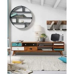 Kave Home - Meuble TV Conrad Multicolore 160 X 41 Cm à 7 Tiroirs En Bois Massif De Manguier - Naturel -KAVE HOME Soldes 2022 12369005 3
