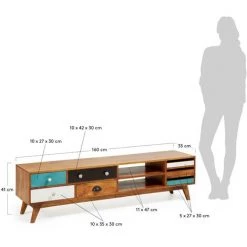 Kave Home - Meuble TV Conrad Multicolore 160 X 41 Cm à 7 Tiroirs En Bois Massif De Manguier - Naturel -KAVE HOME Soldes 2022 12369005 4