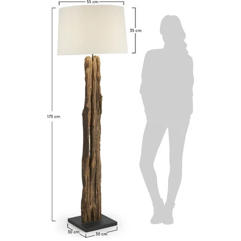Kave Home - Lampadaire Powell En Bois Recyclé Et 100% Coton - Naturel 4 Kave Home - Lampadaire Powell En Bois Recyclé Et 100% Coton - Naturel – Image 3