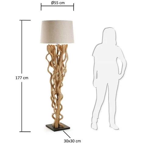 Kave Home - Lampadaire Nuba Blache En Bois Recyclé Et 100% Coton - Naturel 3 Kave Home - Lampadaire Nuba Blache En Bois Recyclé Et 100% Coton - Naturel – Image 2
