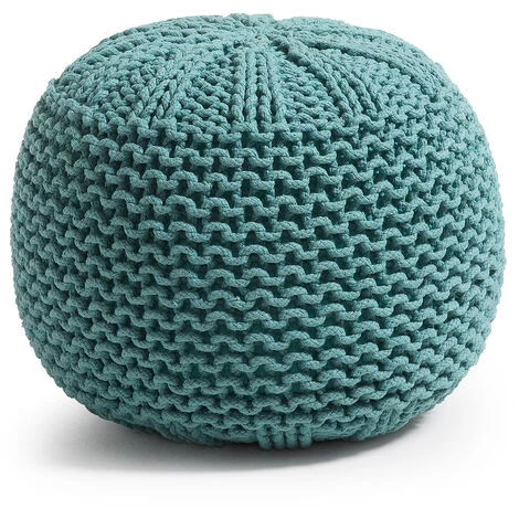Kave Home - Pouf Shott Turquoise Rond Ø 50 Cm Tricoté à La Main En 100% Coton - Turquoise 3 Kave Home - Pouf Shott Turquoise Rond Ø 50 Cm Tricoté à La Main En 100% Coton - Turquoise