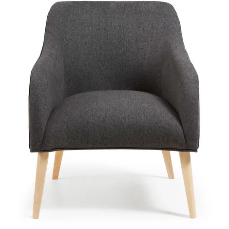 Kave Home - Fauteuil Bobly Graphite à Accoudoirs Et Pieds En Bois Massif De Hêtre - Noir 5 Kave Home - Fauteuil Bobly Graphite à Accoudoirs Et Pieds En Bois Massif De Hêtre - Noir – Image 3