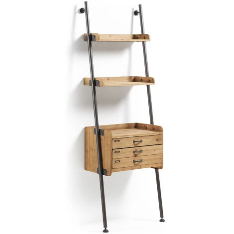 Kave Home - Étagère Murale Mobela 67 X 200 Cm Avec 3 Tiroirs En Bois Massif De Sapin Et Structure En Acier Noir - Naturel 3 Kave Home - Étagère Murale Mobela 67 X 200 Cm Avec 3 Tiroirs En Bois Massif De Sapin Et Structure En Acier Noir - Naturel