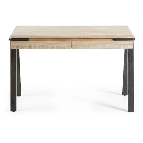 Kave Home - Bureau Thin Rectangulaire 120 X 60 Cm à 2 Tiroirs En Bois Massif D'acacia Et Pieds En Acier Noir - Naturel 4 Kave Home - Bureau Thin Rectangulaire 120 X 60 Cm à 2 Tiroirs En Bois Massif D'acacia Et Pieds En Acier Noir - Naturel – Image 2