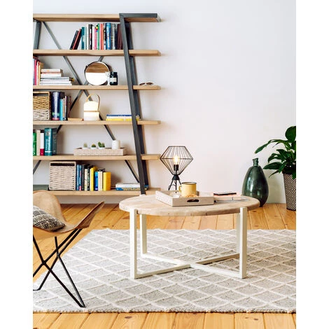 Kave Home - Table Basse Mawenzi Ronde Ø 90 Cm En Bois Massif De Manguier Et Structure En Acier Blanc - Naturel 4 Kave Home - Table Basse Mawenzi Ronde Ø 90 Cm En Bois Massif De Manguier Et Structure En Acier Blanc - Naturel – Image 2