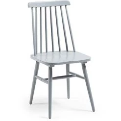 Kave Home - Chaise De Salle à Manger Tressia Gris Clair En Bois Massif De Caoutchouc - Gris