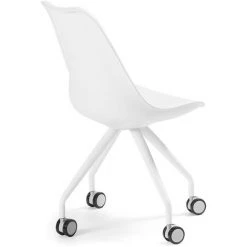 Kave Home - Chaise De Bureau Ralf Blanche En Polyuréthane Et Pieds En Acier Blanc Avec Roulettes - Blanc -KAVE HOME Soldes 2022 12369111 3