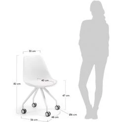 Kave Home - Chaise De Bureau Ralf Blanche En Polyuréthane Et Pieds En Acier Blanc Avec Roulettes - Blanc -KAVE HOME Soldes 2022 12369111 5
