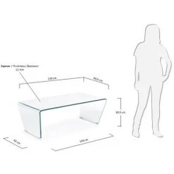 Kave Home - Table Basse Burano Transparent Rectangulaire 120 X 60 Cm En Verre Trempé - Transparent -KAVE HOME Soldes 2022 12369132 4