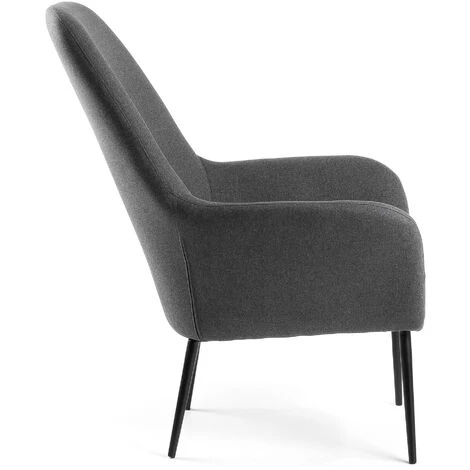 Kave Home - Fauteuil Alegria Gris Foncé à Accoudoirs Et Pieds En Acier Noir - Gris 4 Kave Home - Fauteuil Alegria Gris Foncé à Accoudoirs Et Pieds En Acier Noir - Gris – Image 2