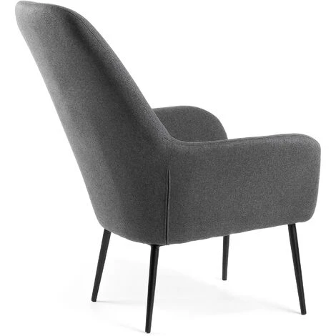 Kave Home - Fauteuil Alegria Gris Foncé à Accoudoirs Et Pieds En Acier Noir - Gris 5 Kave Home - Fauteuil Alegria Gris Foncé à Accoudoirs Et Pieds En Acier Noir - Gris – Image 3