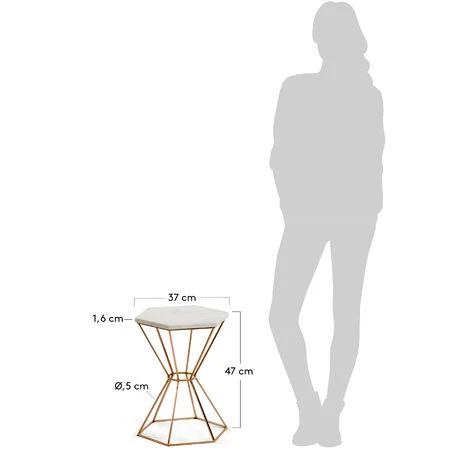 Kave Home - Table D'appoint Linha Blanche Hexagonal 37 Cm En Marbre Et Pied En Acier En Doré - Cuivre 5 Kave Home - Table D'appoint Linha Blanche Hexagonal 37 Cm En Marbre Et Pied En Acier En Doré - Cuivre – Image 3