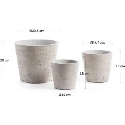 Kave Home - Lot De 3 Cache-pots Low Gris En Ciment Pour Usage Intérieur Et Extérieur - Beige -KAVE HOME Soldes 2022 12369204 3