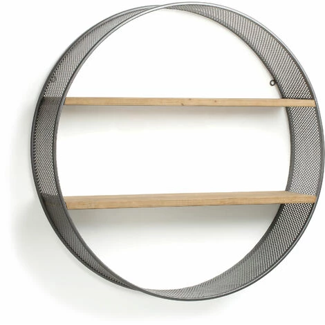 Kave Home - Étagère Murale Halie Rond Ø 80 Cm En Bois Massif De Sapin Et Structure En Acier Noir - Naturel 3 Kave Home - Étagère Murale Halie Rond Ø 80 Cm En Bois Massif De Sapin Et Structure En Acier Noir - Naturel