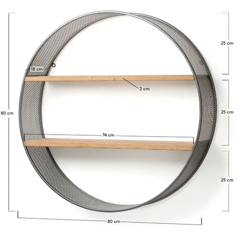Kave Home - Étagère Murale Halie Rond Ø 80 Cm En Bois Massif De Sapin Et Structure En Acier Noir - Naturel 5 Kave Home - Étagère Murale Halie Rond Ø 80 Cm En Bois Massif De Sapin Et Structure En Acier Noir - Naturel – Image 3