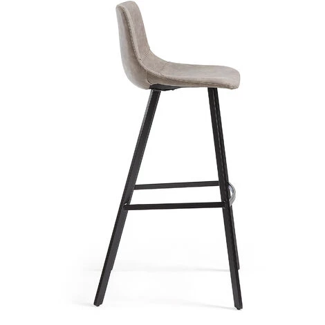 Kave Home - Tabouret De Bar Alve Beige 80 Cm Avec Dossier En Polyuréthane Et Pieds En Acier Noir - Beige 4 Kave Home - Tabouret De Bar Alve Beige 80 Cm Avec Dossier En Polyuréthane Et Pieds En Acier Noir - Beige – Image 2
