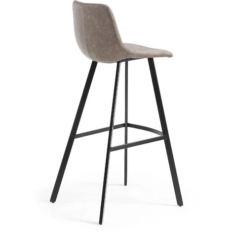 Kave Home - Tabouret De Bar Alve Beige 80 Cm Avec Dossier En Polyuréthane Et Pieds En Acier Noir - Beige 5 Kave Home - Tabouret De Bar Alve Beige 80 Cm Avec Dossier En Polyuréthane Et Pieds En Acier Noir - Beige – Image 3