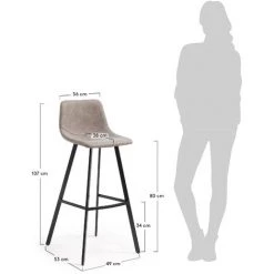 Kave Home - Tabouret De Bar Alve Beige 80 Cm Avec Dossier En Polyuréthane Et Pieds En Acier Noir - Beige 11 Kave Home - Tabouret De Bar Alve Beige 80 Cm Avec Dossier En Polyuréthane Et Pieds En Acier Noir - Beige -KAVE HOME Soldes 2022 12369233 5