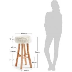 Kave Home - Tabouret De Bar Numa 76 Cm Avec Assise En Fourrure Blanche Et Structure En Bois Massif De Teck - Blanc 5 Kave Home - Tabouret De Bar Numa 76 Cm Avec Assise En Fourrure Blanche Et Structure En Bois Massif De Teck - Blanc -KAVE HOME Soldes 2022 12369234 2