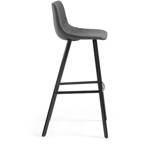 Kave Home - Tabouret De Bar Alve Gris 80 Cm Avec Dossier En Polyuréthane Et Pieds En Acier Noir - Noir 4 Kave Home - Tabouret De Bar Alve Gris 80 Cm Avec Dossier En Polyuréthane Et Pieds En Acier Noir - Noir – Image 2